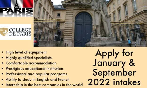 Apply in College De Paris for January 2022