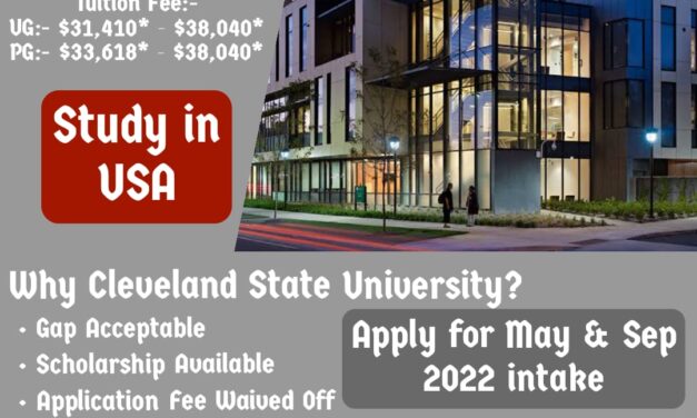 Apply for May & Sept 2022 Intake in Cleveland State University !